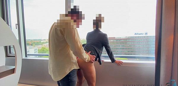  business trip risky hotel window sex - business bitch